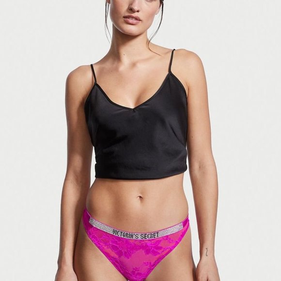 NWT XL Victoria’s Secret Fuchsia Shine Strap Thong X-Large - Picture 2 of 9